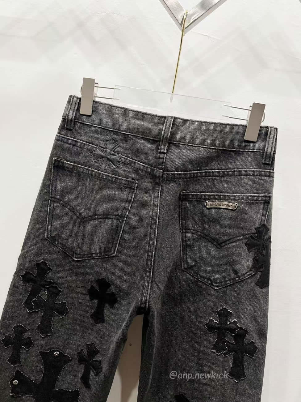 Chrome Hearts Black Grey Silver Cross Patch Jeans (8) - www.newkick.vip